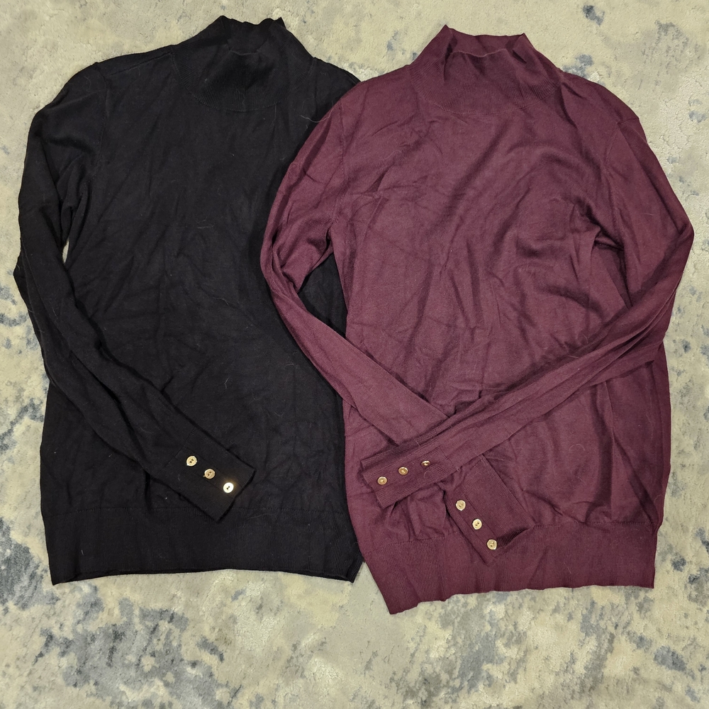 LOFT Black and Burgundy mockneck Sweaters